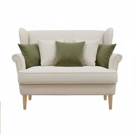 5PC 17.7in Sage Green Velvet Pillowcase & Cream Cable Knit Decorative Pillow Cover Set