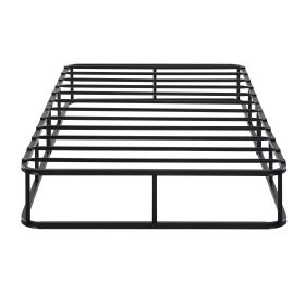 Twin Mattress Foundation 1pc Black Metal Frame with Textured Fabric Cover
