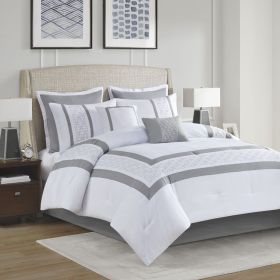 8 Piece Embroidered Comforter Set White Queen