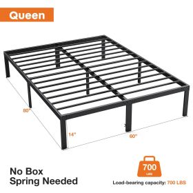 Heavy Duty Metal Bed Frame with Sturdy Steel Slat Support, No Box Spring Needed (size: queen)
